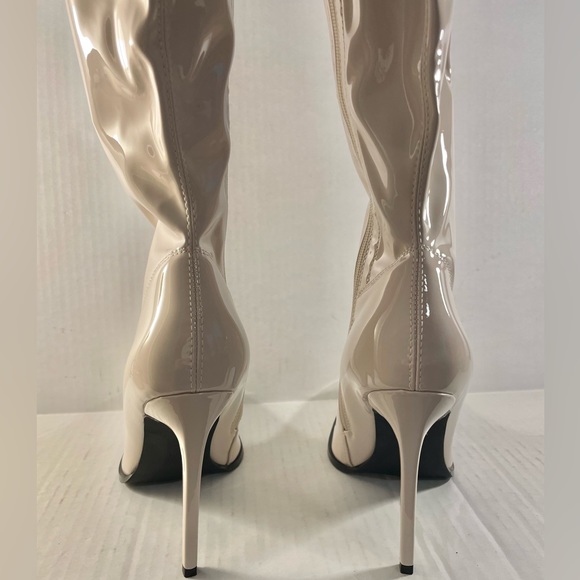 New sun gurg Women's Bone Patent Knee High Stiletto Heel Boots, Size 10 - Picture 5 of 8